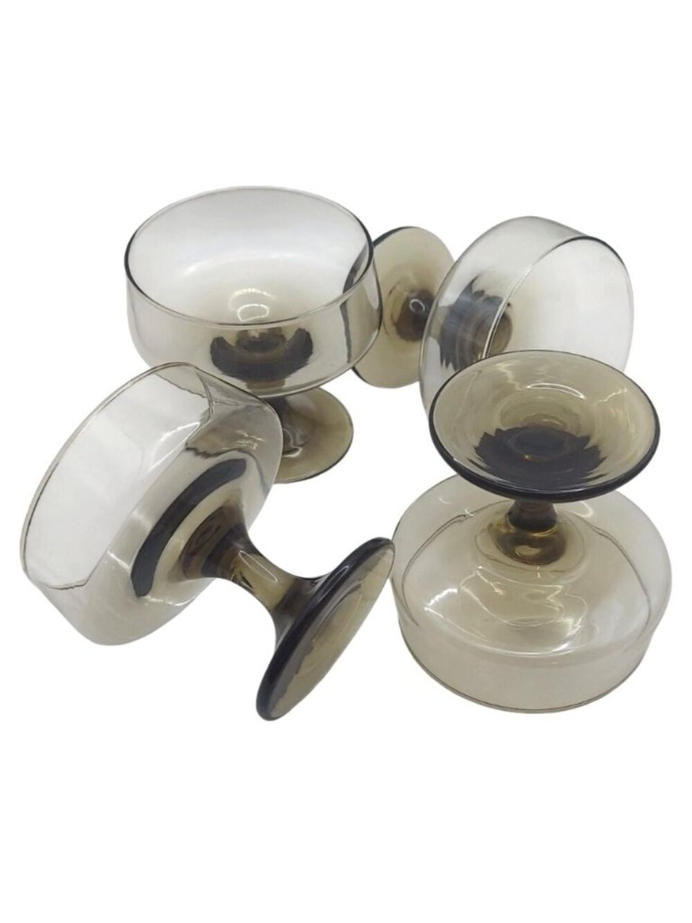 Libbey Tawny Accent Smoky Brown Champagne Coupe Glasses Set Of 4 Vintage 70s - Picture 8 of 8